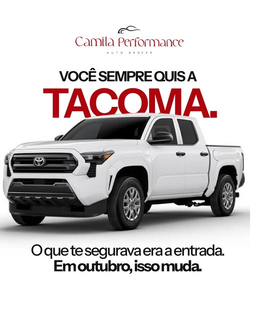 Arte da publicação Você sempre quis a Tacoma, com uma Tacoma branca