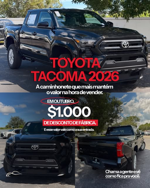 Arte da Toyota Tacoma 2026 preta, publicação de outubro